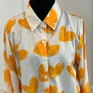 Cute Yellow Print Long Sleeved Blouse